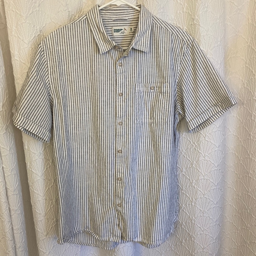 Huckberry Wellen short sleeve shirt stripped (Men's Large)